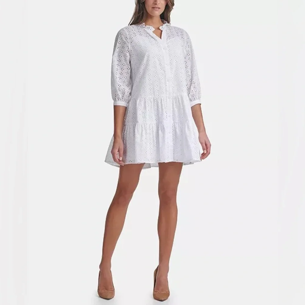 TOMMY HILFIGER cotton eyelet tiered dress